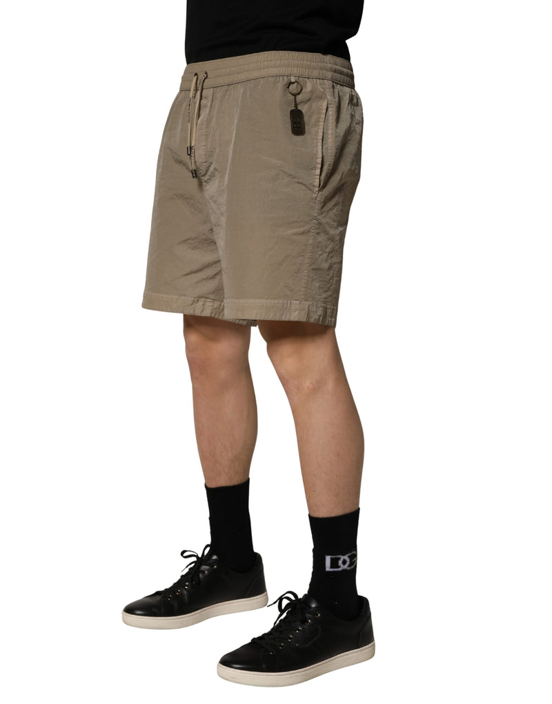 Dolce & Gabbana Brown Nylon Drawstring Swim Shorts