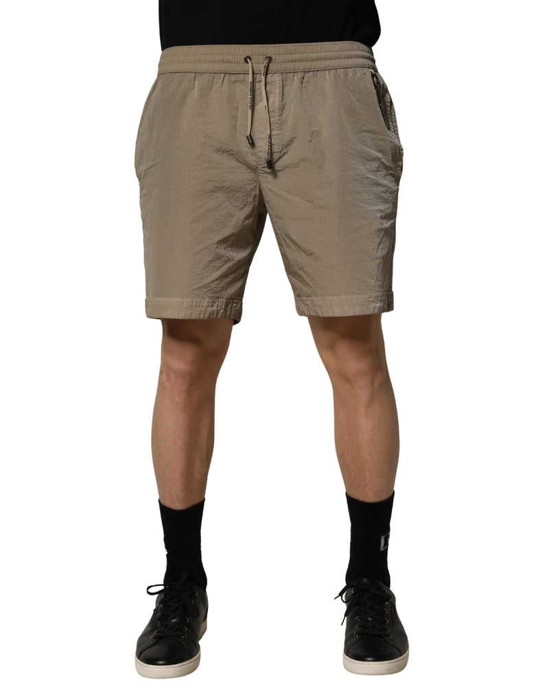 Dolce & Gabbana Brown Nylon Drawstring Swim Shorts