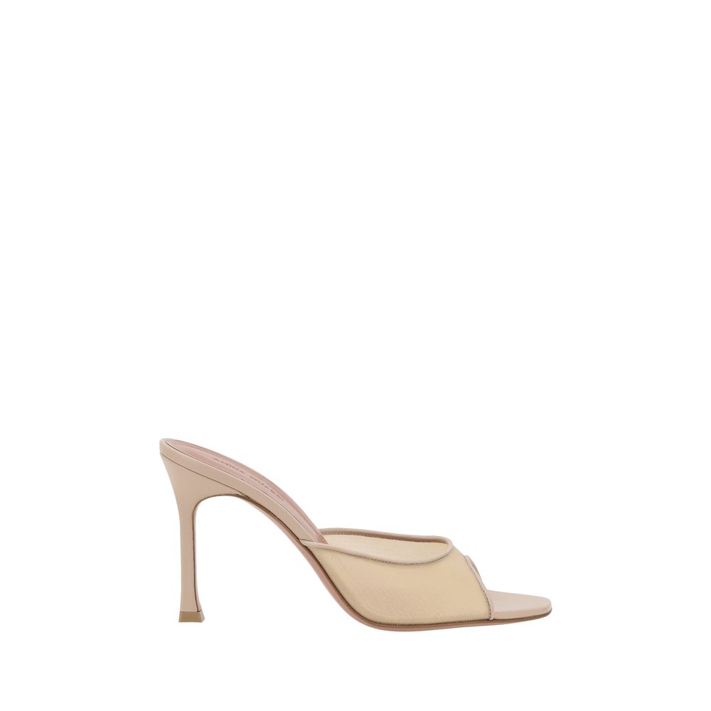 Pantoufles Amina Muaddi en nylon beige