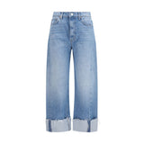 Mother Denim Half-Pipe Blue Cotton Cropped Jeans for Women