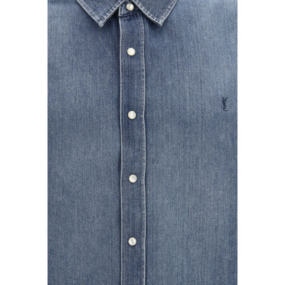 Chemise en jean bleue Saint Laurent