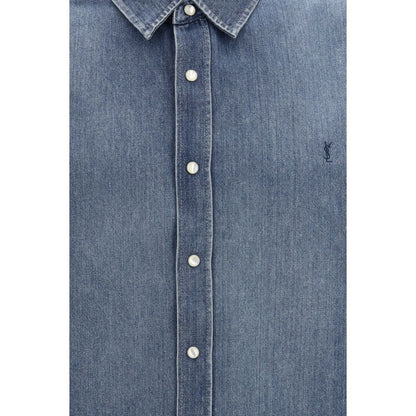 Chemise en jean bleue Saint Laurent