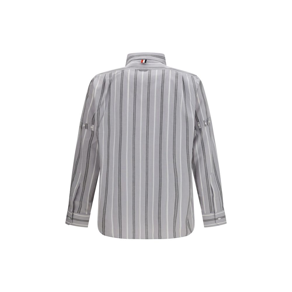 Thom Browne Gray Cotton Madras Striped Armband Shirt