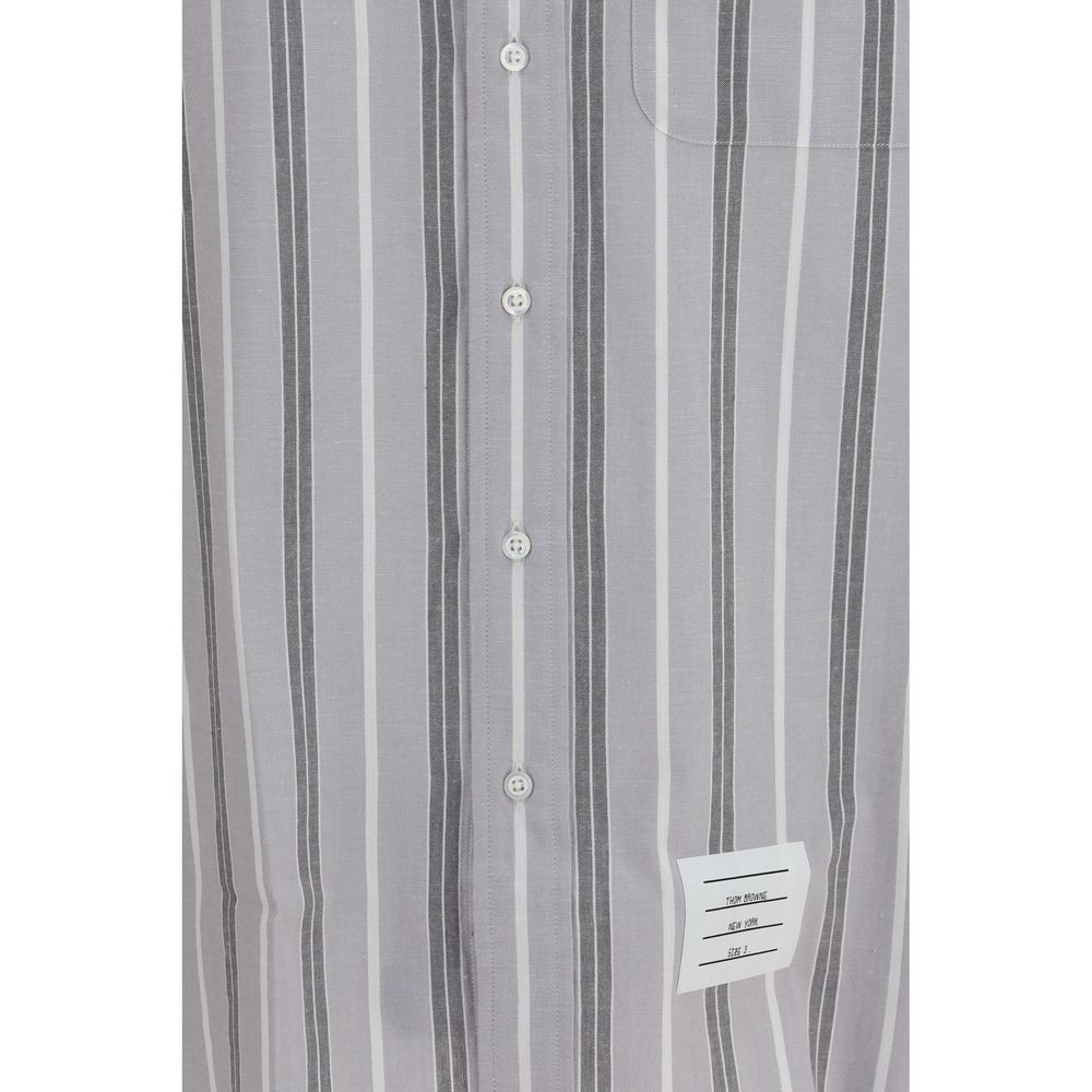 Thom Browne Gray Cotton Madras Striped Armband Shirt