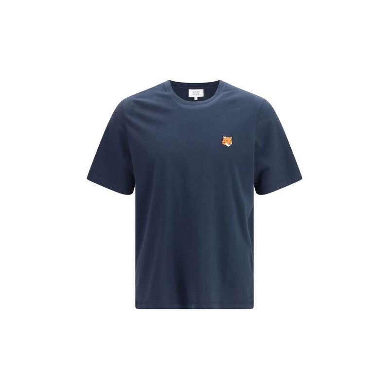 Maison Kitsuné Blue Cotton T-Shirt - Fox Head Design