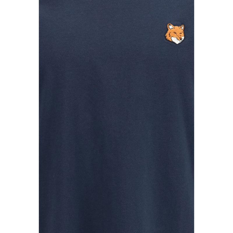Maison Kitsuné Blue Cotton T-Shirt - Fox Head Design