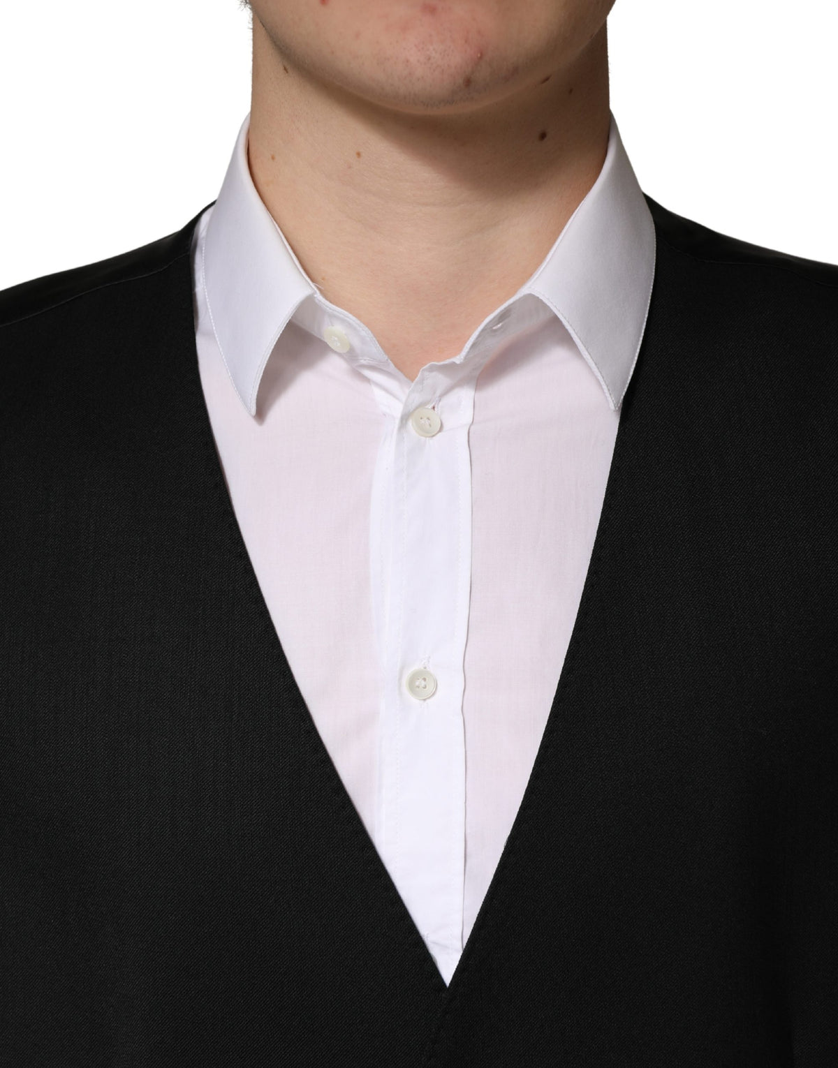 Dolce & Gabbana Black Wool Single Breasted Waistcoat for Men