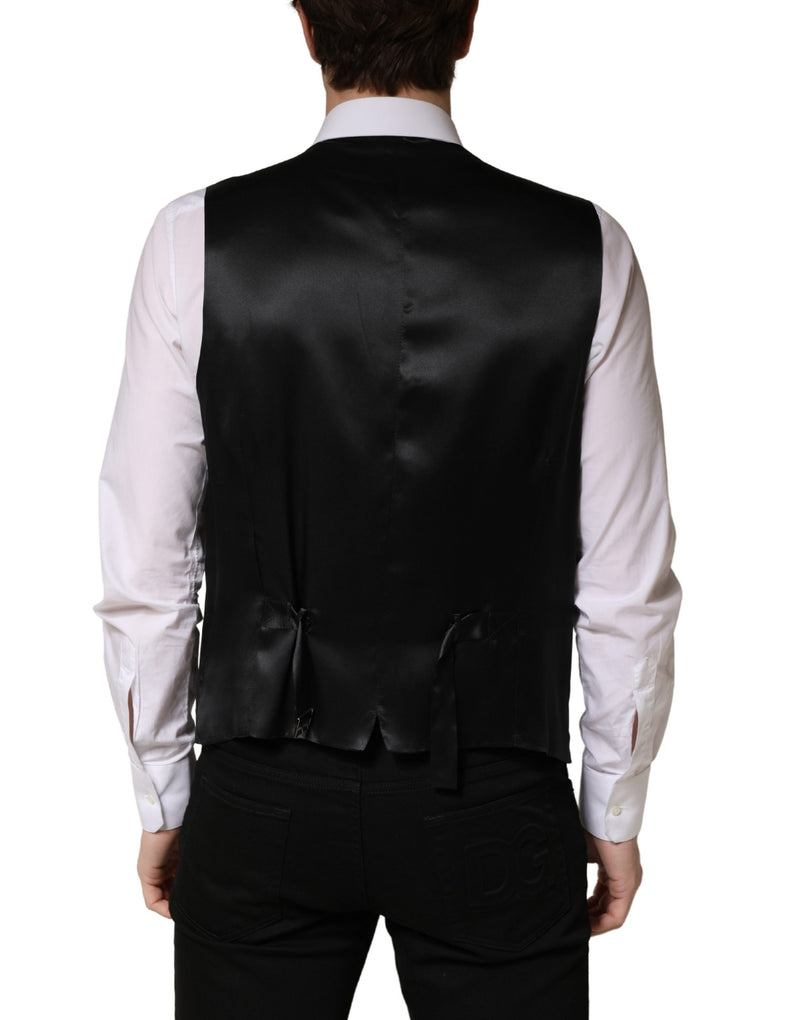 Dolce & Gabbana Black Wool Single Breasted Waistcoat for Men