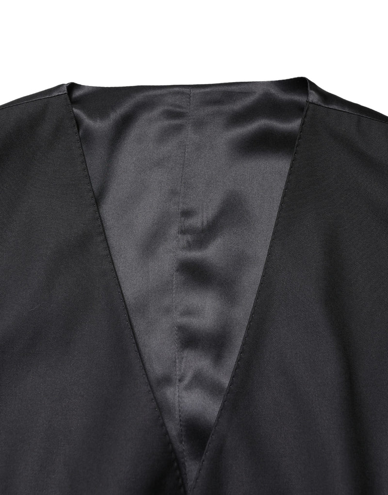 Dolce & Gabbana Black Wool Single Breasted Men's Waistcoat