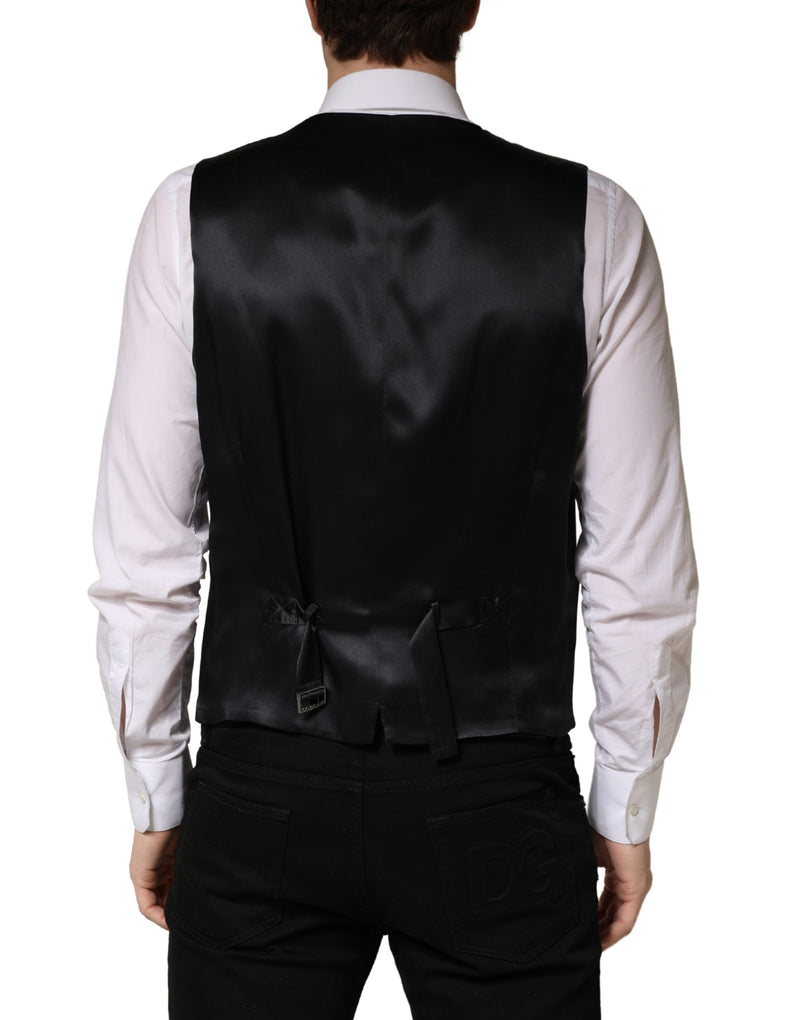 Dolce & Gabbana Black Wool Single Breasted Men's Waistcoat