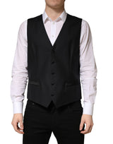 Dolce & Gabbana Black Wool Single Breasted Waistcoat Vest