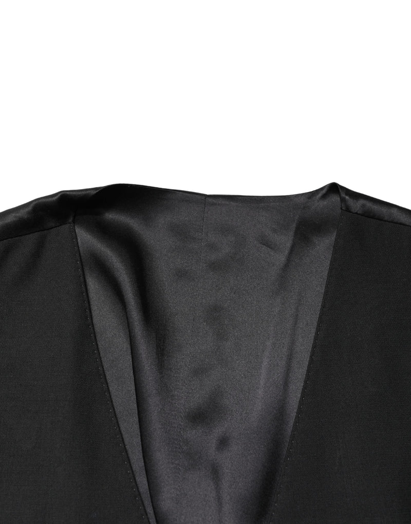 Dolce & Gabbana Black Wool Single Breasted Waistcoat Vest for Men