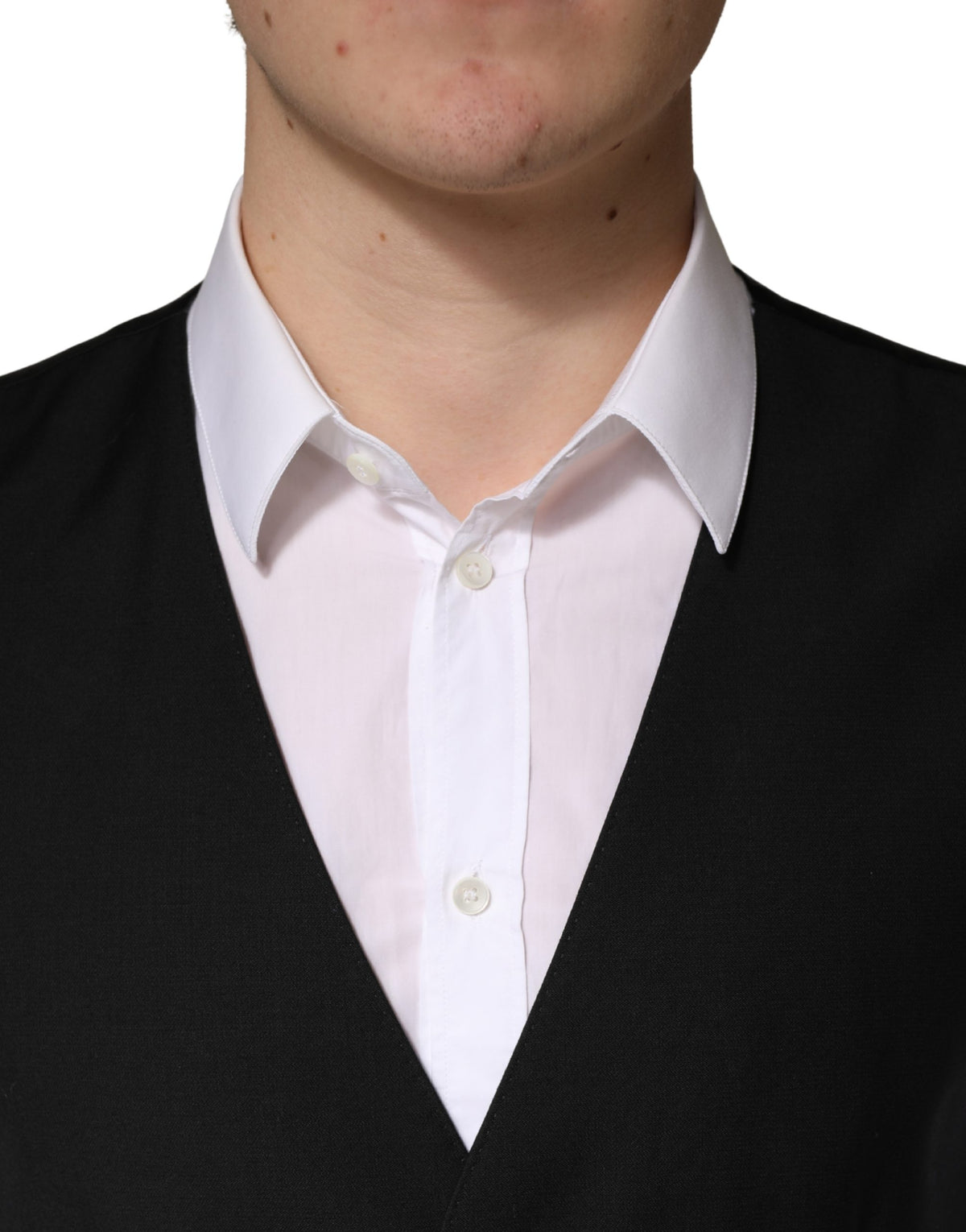 Dolce & Gabbana Black Wool Single Breasted Waistcoat Vest for Men