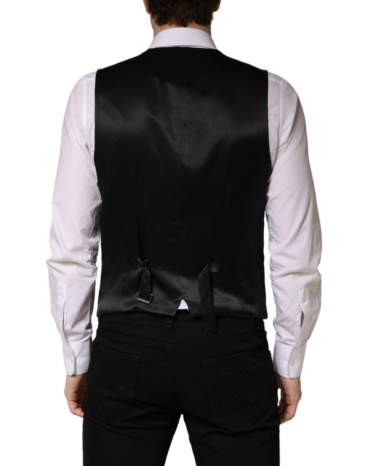 Dolce & Gabbana Black Wool Single Breasted Waistcoat Vest for Men