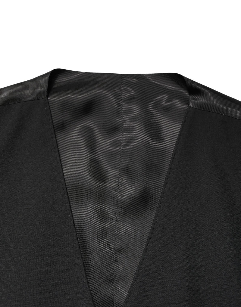 Dolce & Gabbana Black Wool Single Breasted Waistcoat Vest for Men