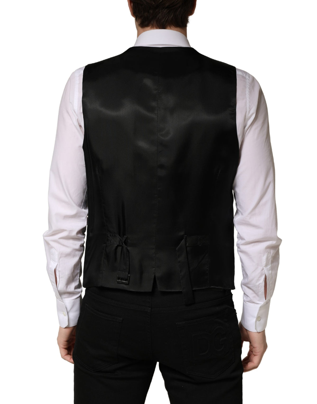 Dolce & Gabbana Black Wool Single Breasted Waistcoat Vest