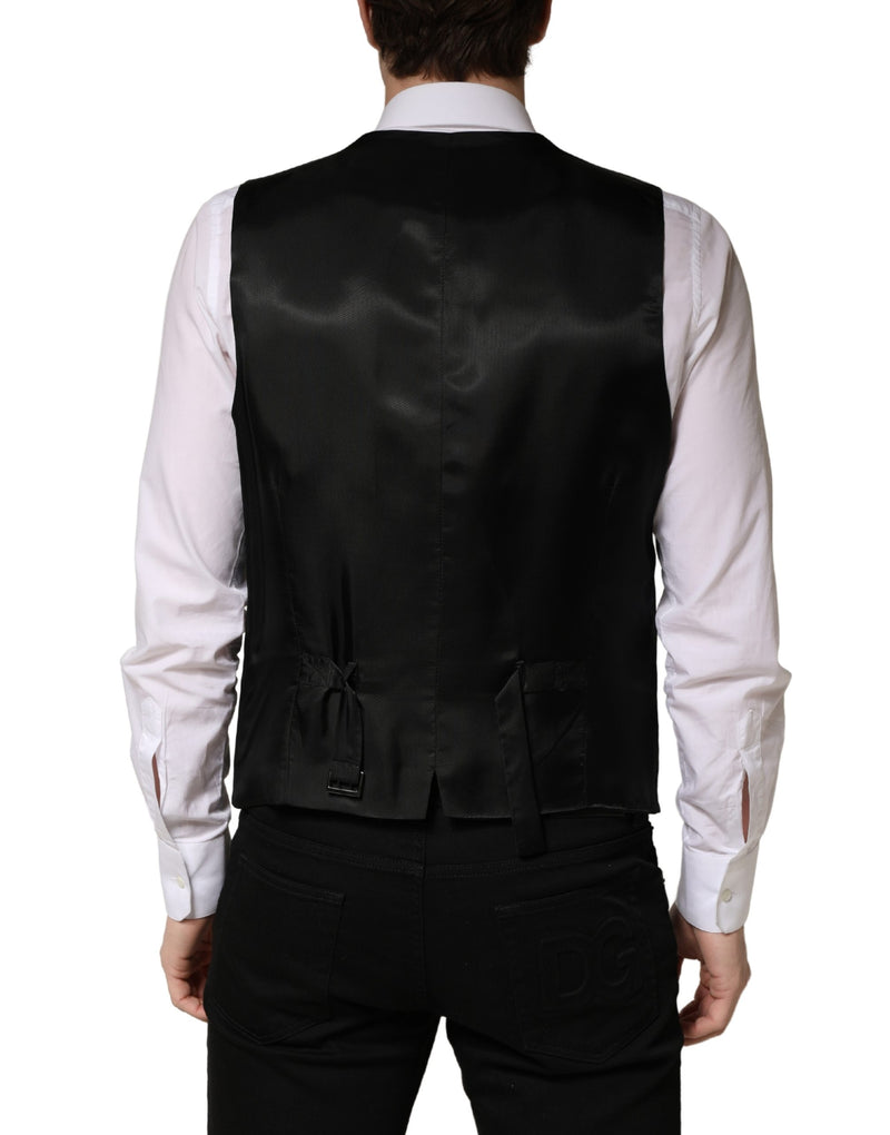 Dolce & Gabbana Black Wool Single Breasted Waistcoat Vest for Men