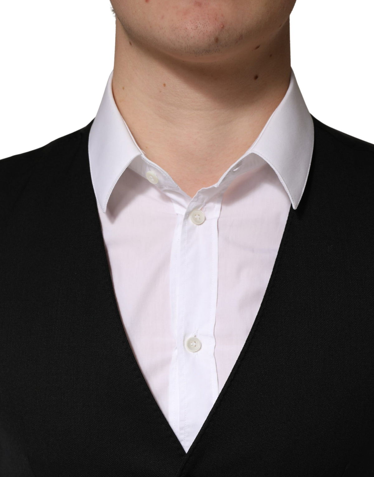 Dolce & Gabbana Black Wool Single Breasted Waistcoat for Men