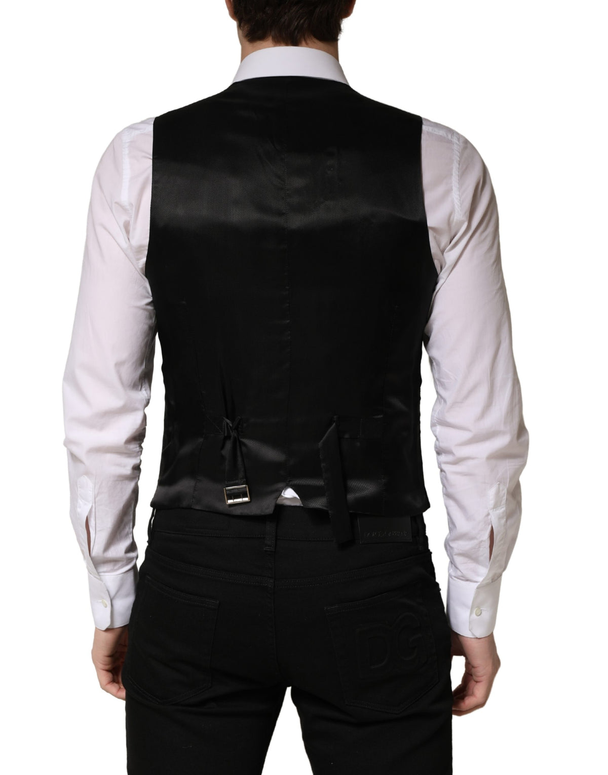 Dolce & Gabbana Black Wool Single Breasted Waistcoat for Men
