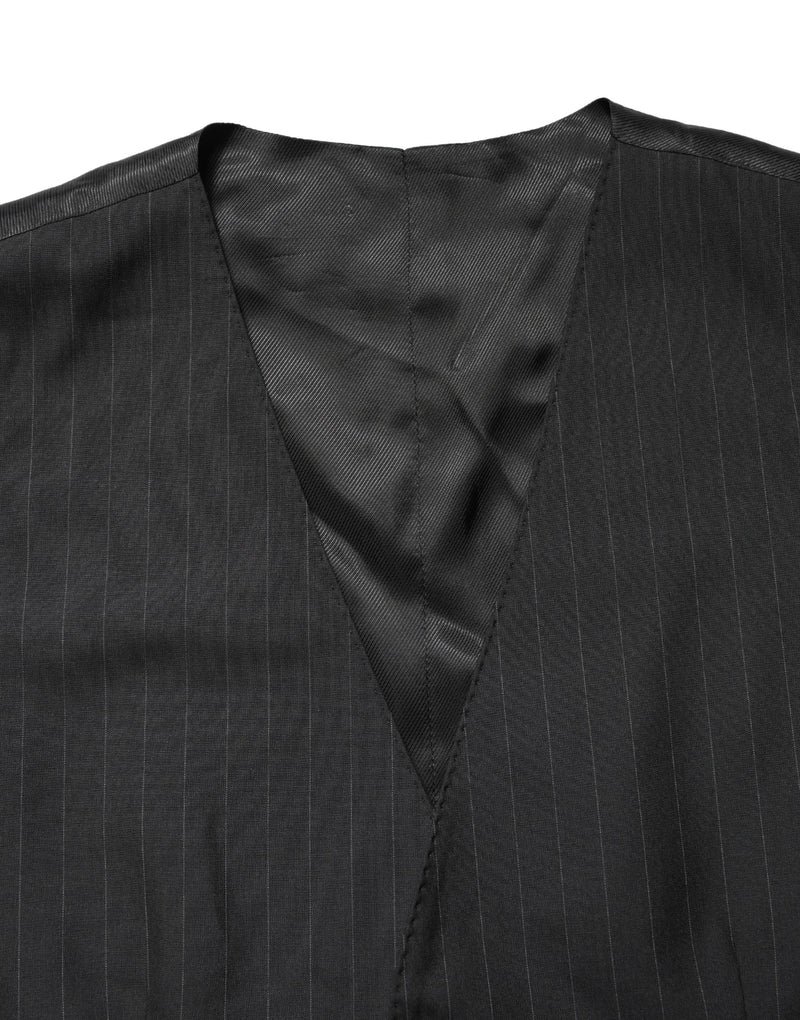 Dolce & Gabbana Black Stripe Single Breasted Waistcoat Vest