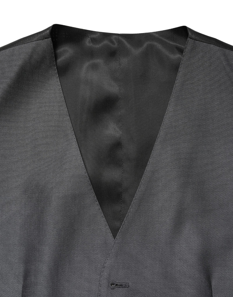 Dolce & Gabbana Dark Gray Single Breasted Men Waistcoat Vest
