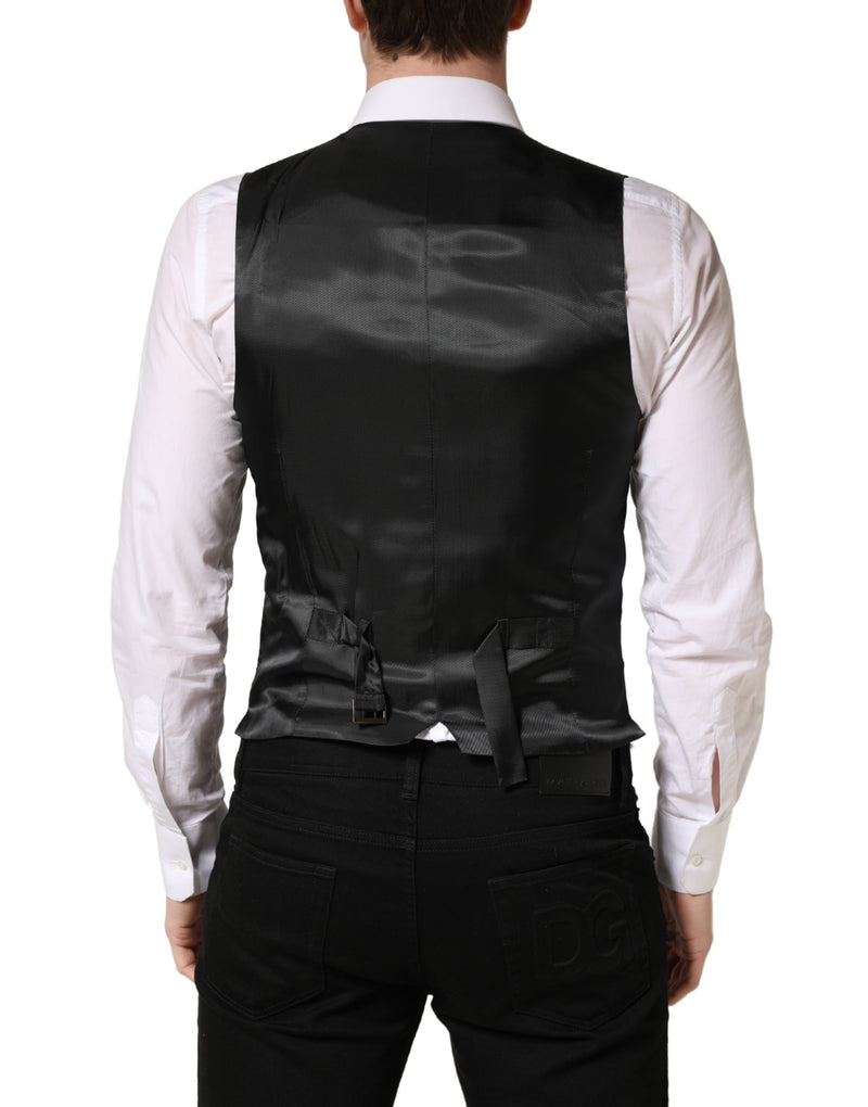 Dolce & Gabbana Dark Gray Wool Dress Formal Waistcoat Vest
