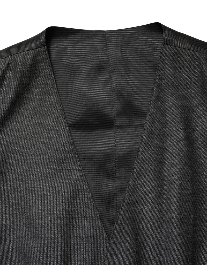 Dolce & Gabbana Dark Gray Wool Dress Formal Waistcoat Vest