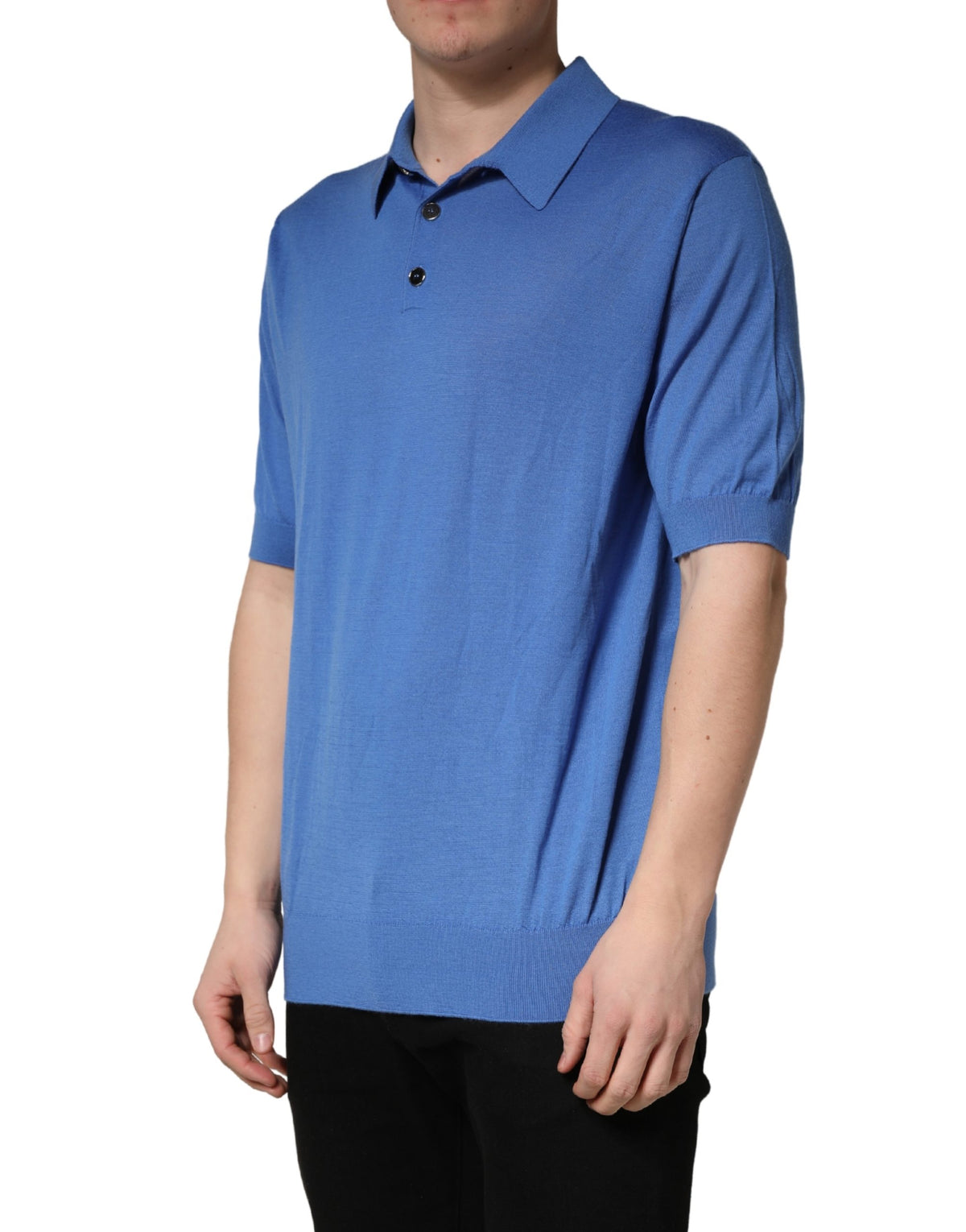 Polo Dolce & Gabbana en cachemire bleu à manches courtes