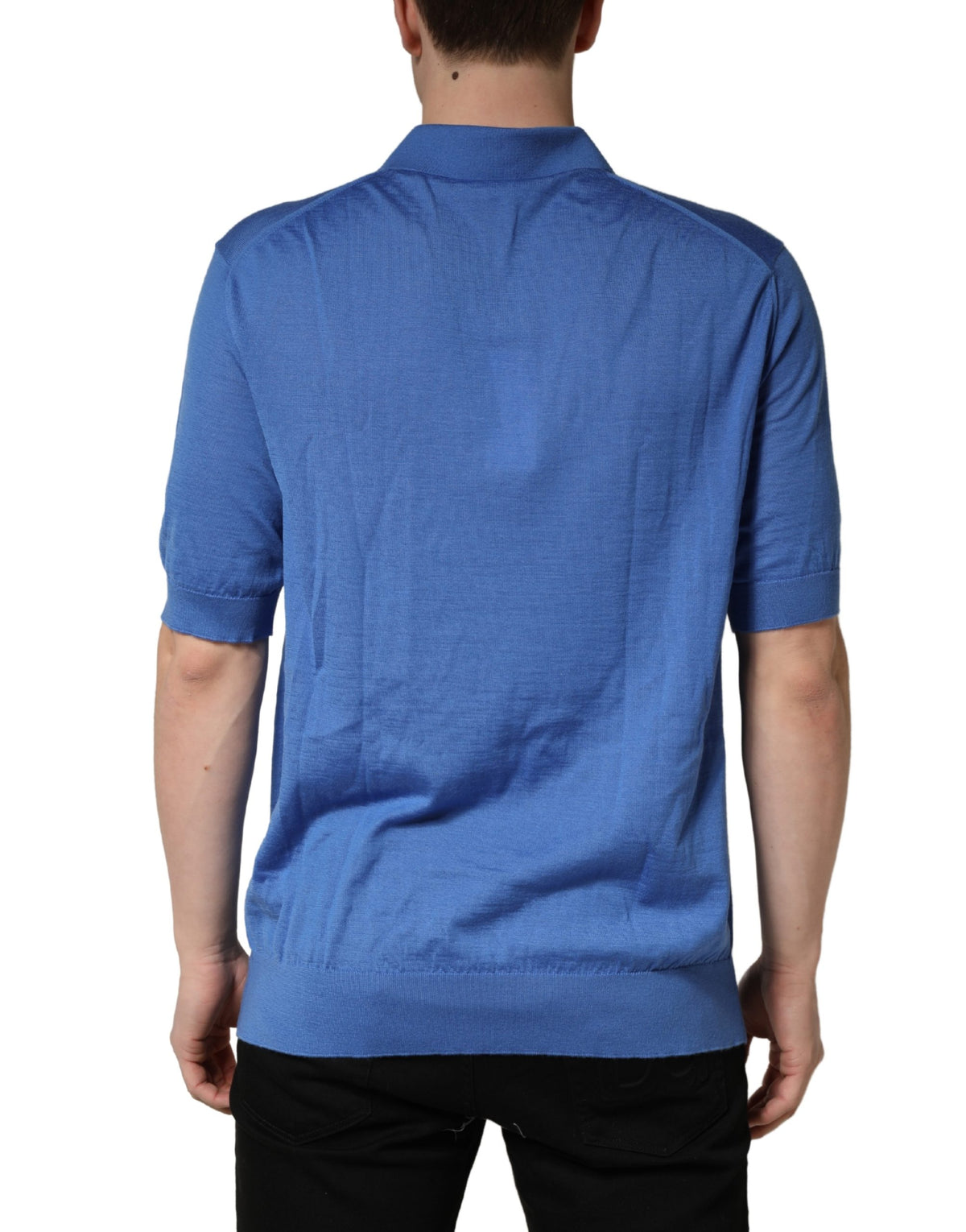 Polo Dolce & Gabbana en cachemire bleu à manches courtes
