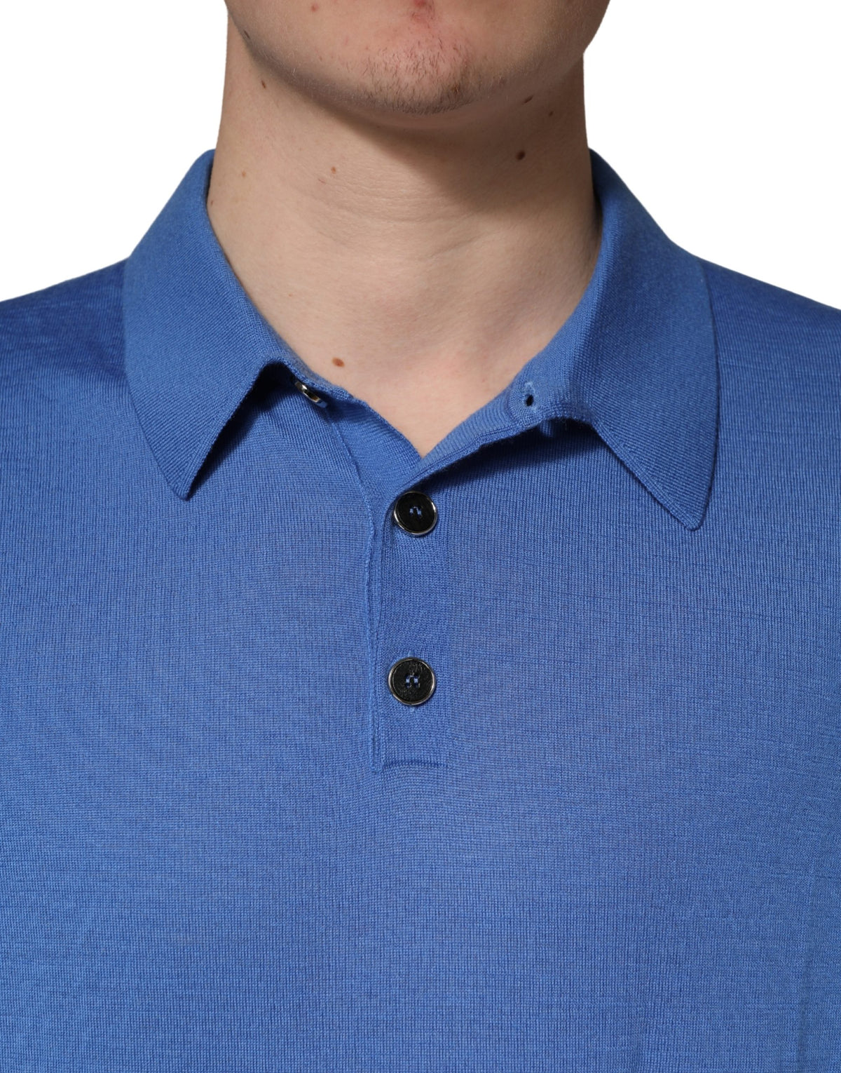 Polo Dolce & Gabbana en cachemire bleu à manches courtes