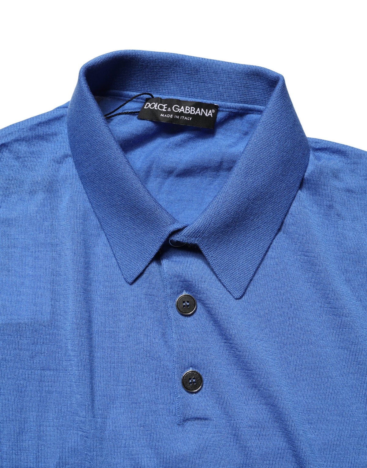 Polo Dolce & Gabbana en cachemire bleu à manches courtes