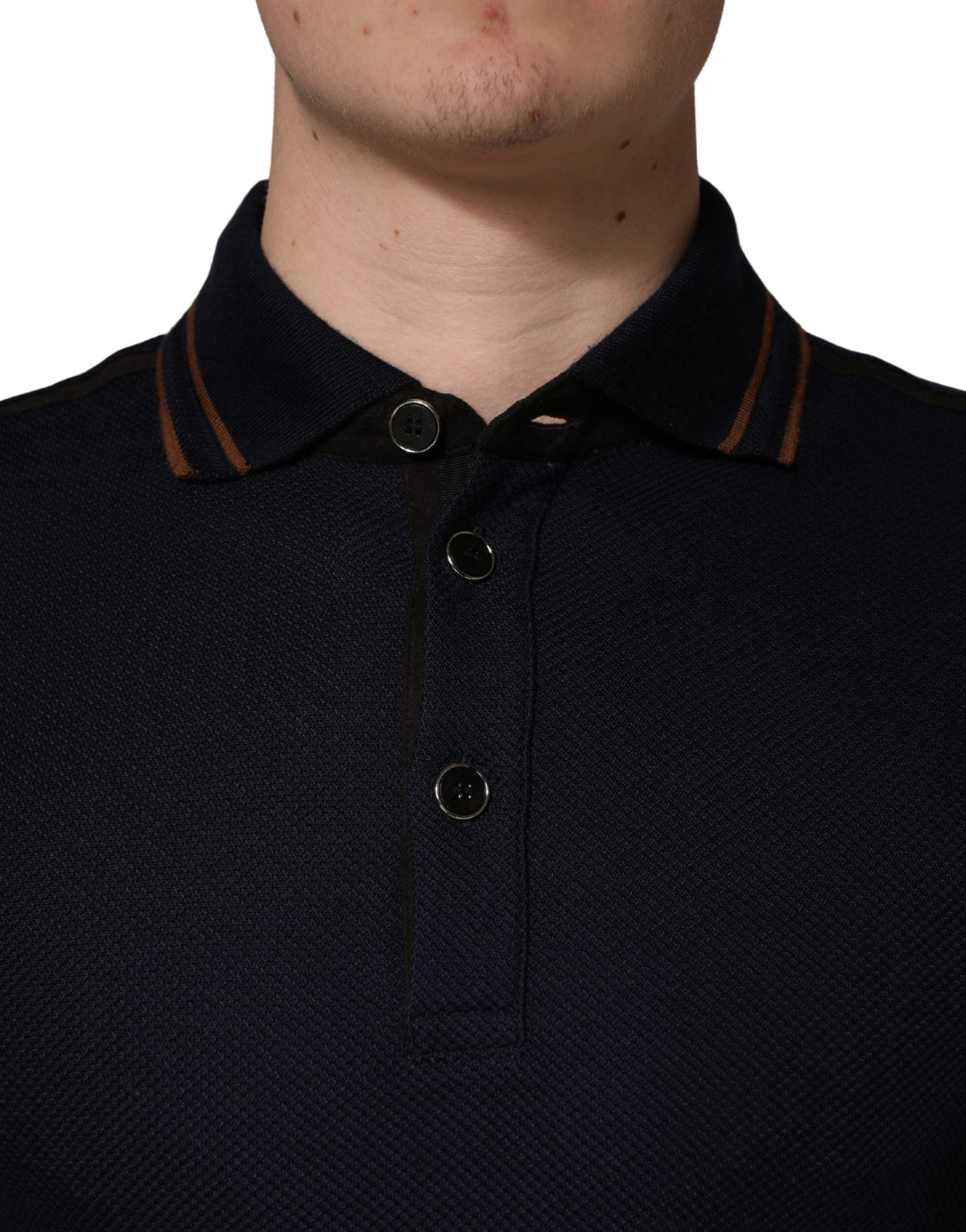 Polo homme Dolce & Gabbana en soie bleu foncé à manches courtes