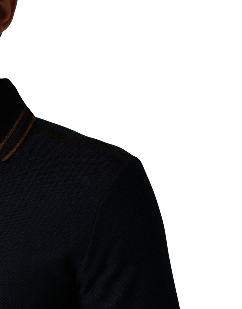 Dolce & Gabbana Donkerblauwe Zijden Herenpolo met Korte Mouwen