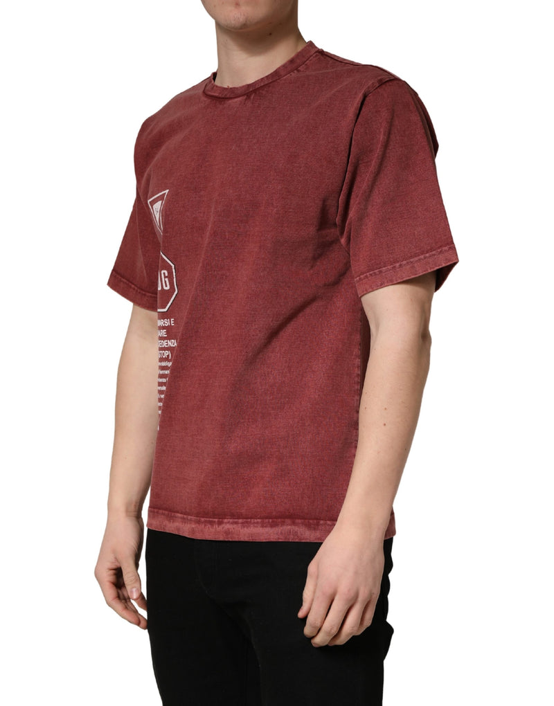 T-shirt Dolce & Gabbana bordeaux imprimé à col rond et manches courtes