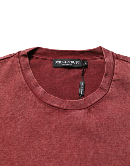 T-shirt Dolce & Gabbana bordeaux imprimé à col rond et manches courtes