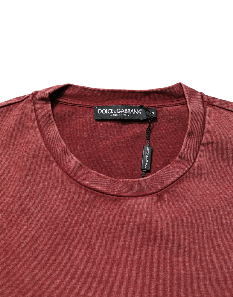 T-shirt Dolce & Gabbana bordeaux imprimé à col rond et manches courtes