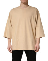 T-shirt Dolce & Gabbana en coton beige à col rond et coupe oversize