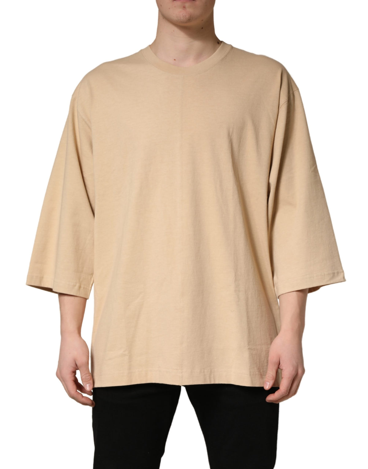 T-shirt Dolce & Gabbana en coton beige à col rond et coupe oversize
