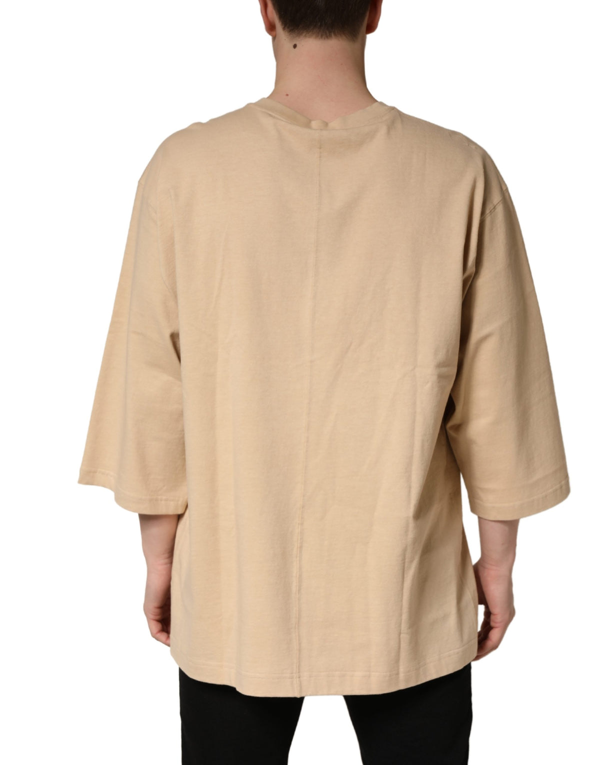 T-shirt Dolce & Gabbana en coton beige à col rond et coupe oversize