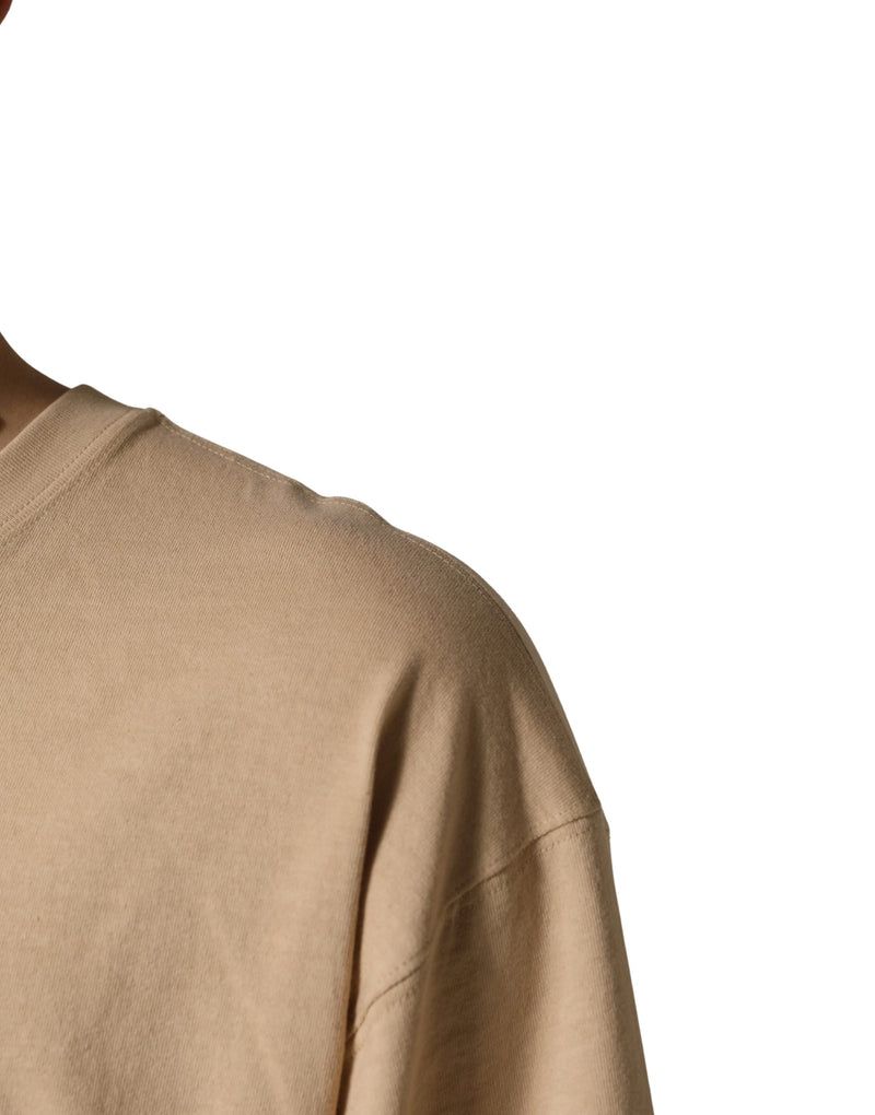 Dolce & Gabbana Beige Cotton Roundneck Oversized Fit T-shirt