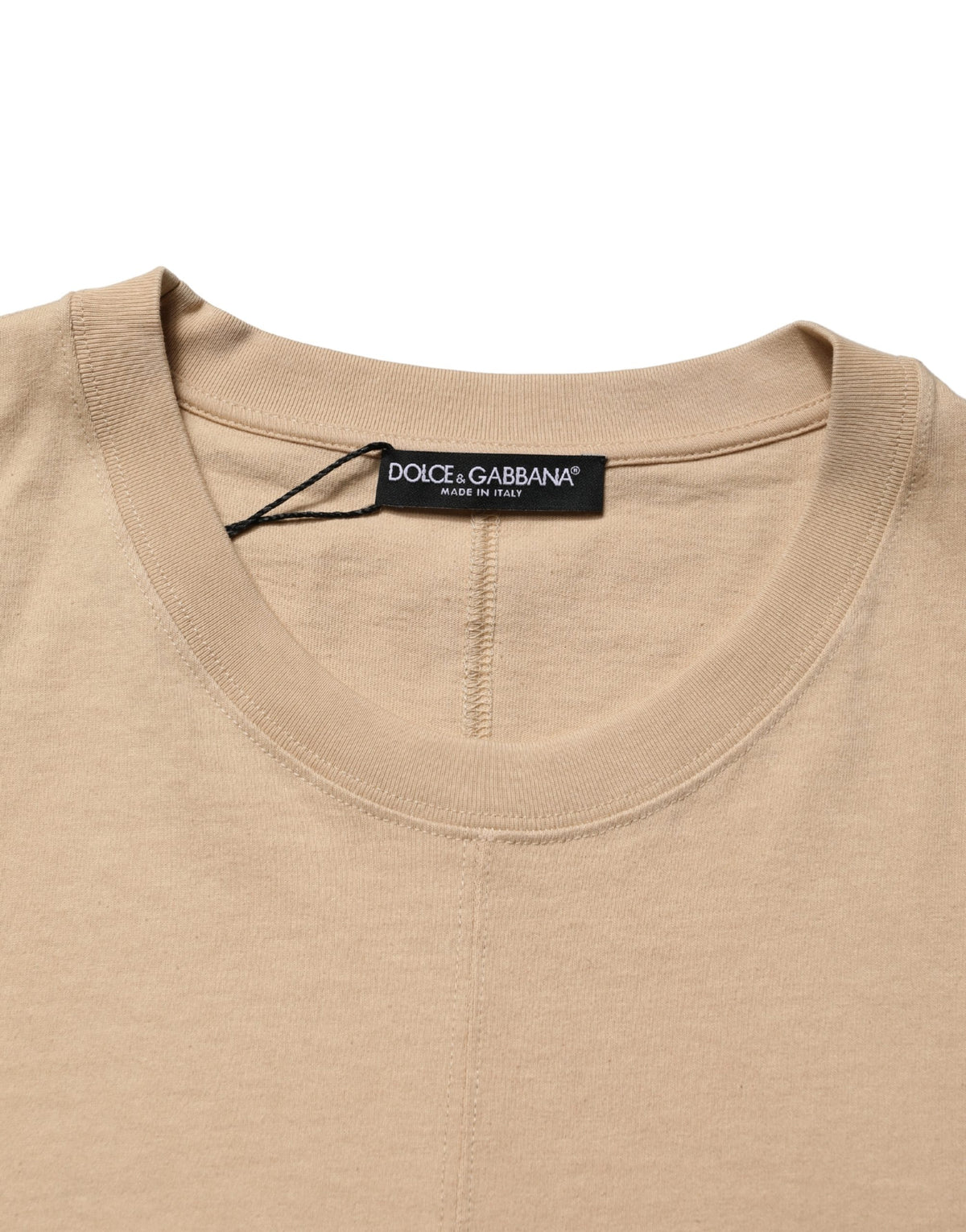T-shirt Dolce & Gabbana en coton beige à col rond et coupe oversize