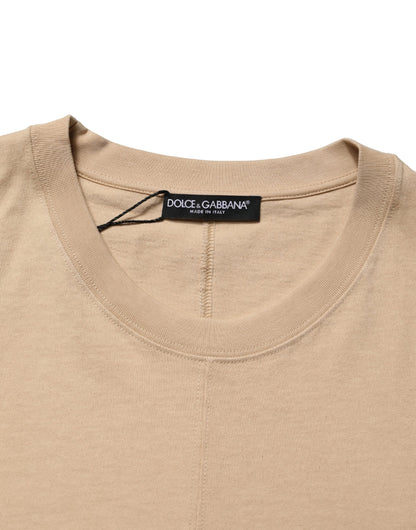 T-shirt Dolce & Gabbana en coton beige à col rond et coupe oversize