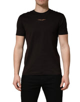 T-shirt col rond homme Dolce & Gabbana marron brodé du logo
