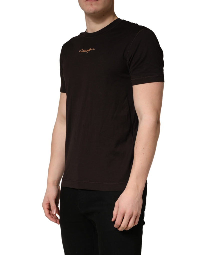 T-shirt col rond homme Dolce & Gabbana marron brodé du logo