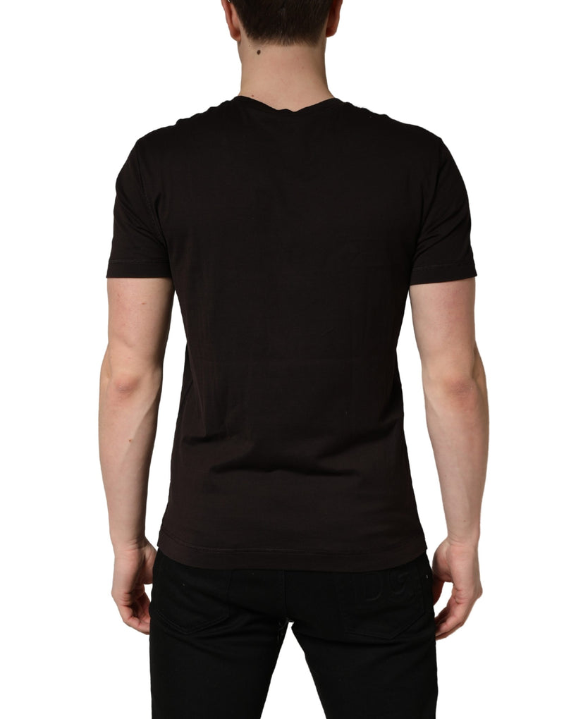 T-shirt col rond homme Dolce & Gabbana marron brodé du logo