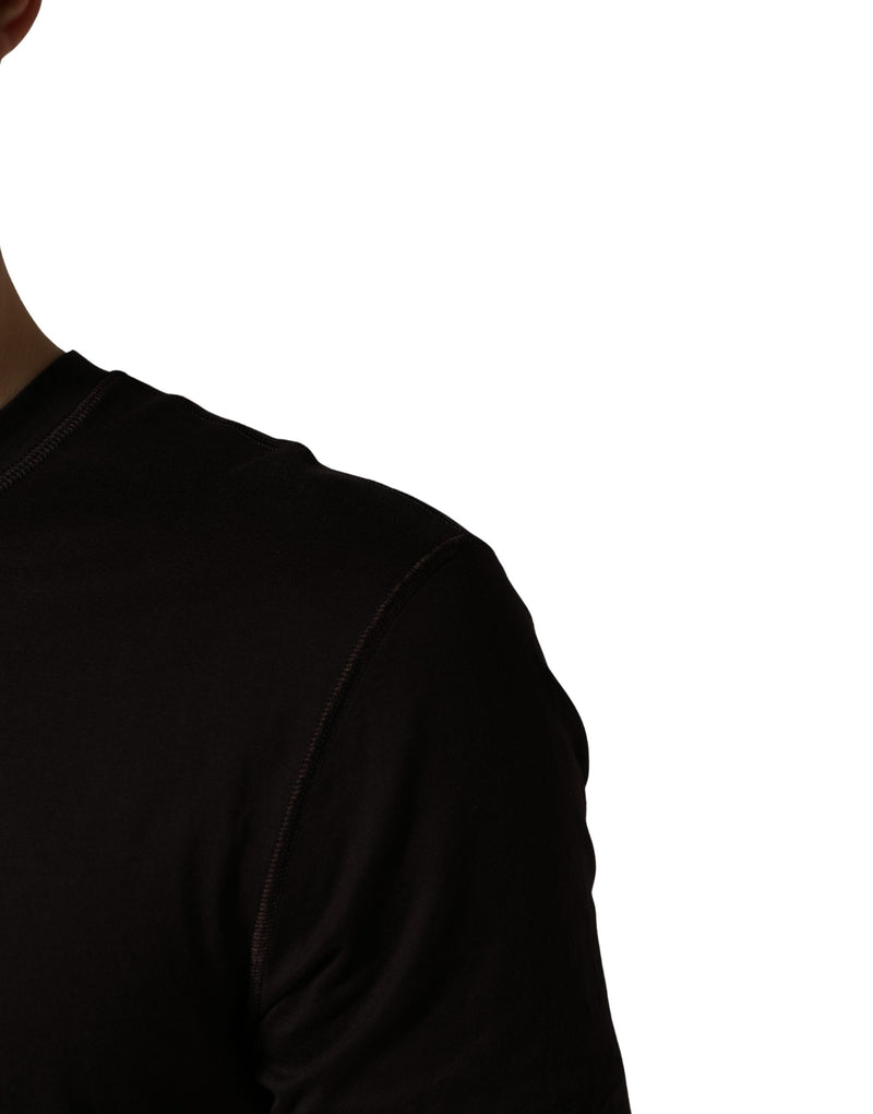 T-shirt col rond homme Dolce & Gabbana marron brodé du logo