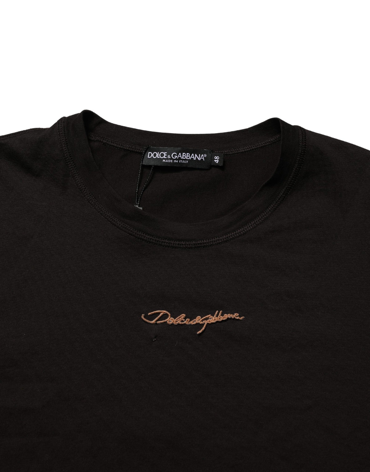 T-shirt col rond homme Dolce & Gabbana marron brodé du logo