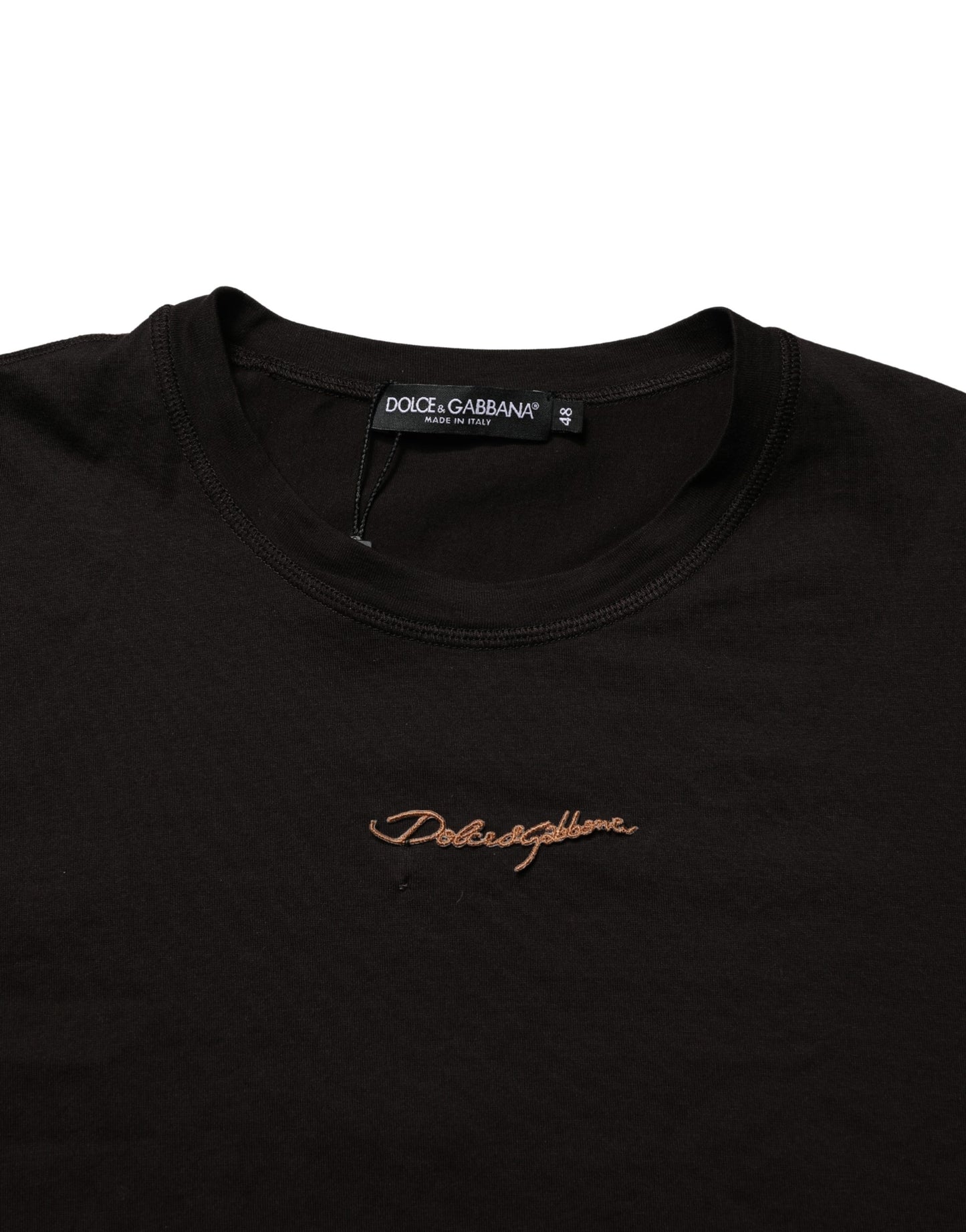 T-shirt col rond homme Dolce & Gabbana marron brodé du logo