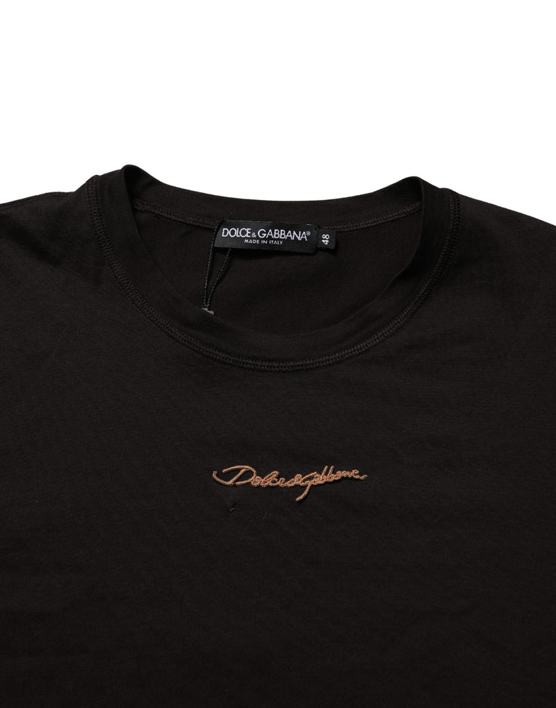 T-shirt col rond homme Dolce & Gabbana marron brodé du logo