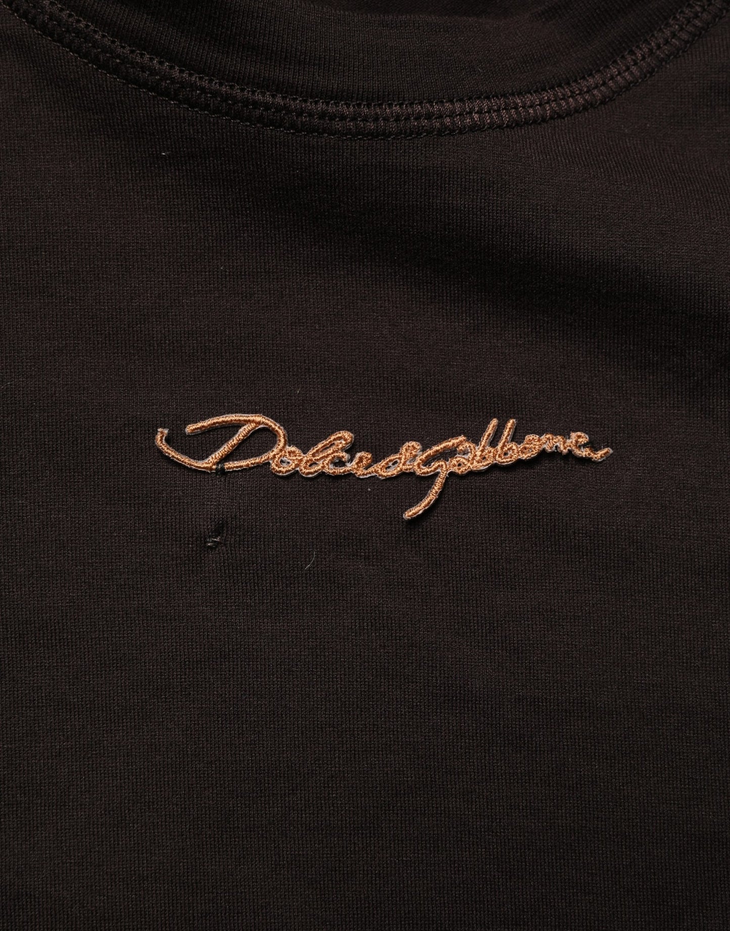 T-shirt col rond homme Dolce & Gabbana marron brodé du logo